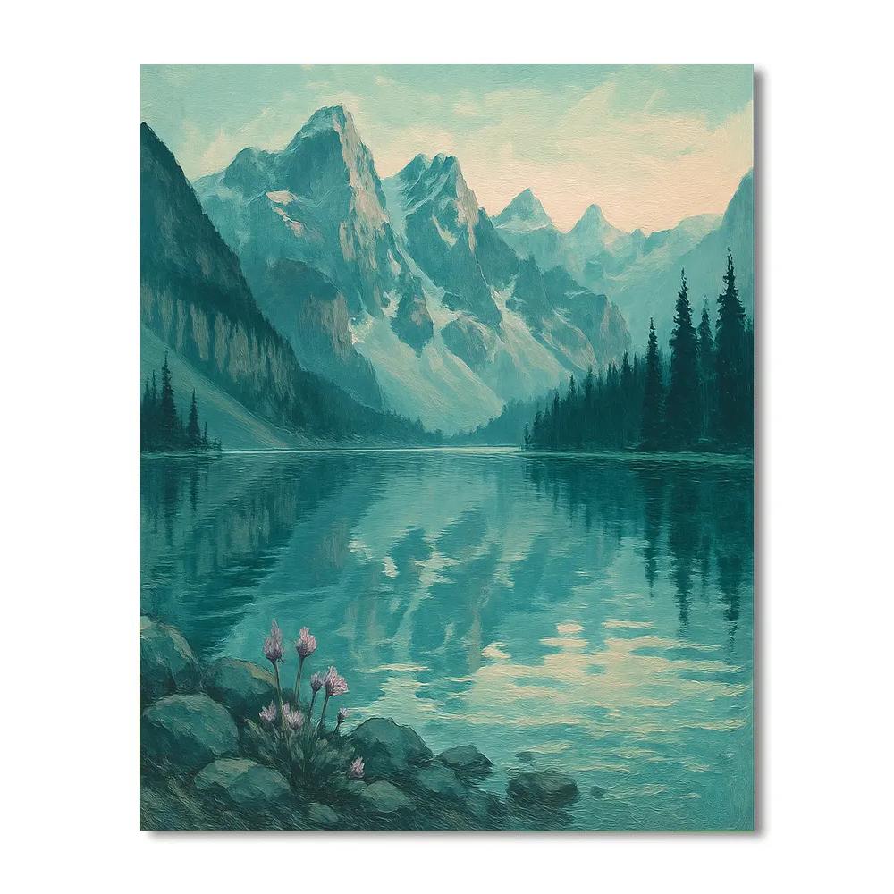 Mountain Lake Reflection Study DIY paint by numbers