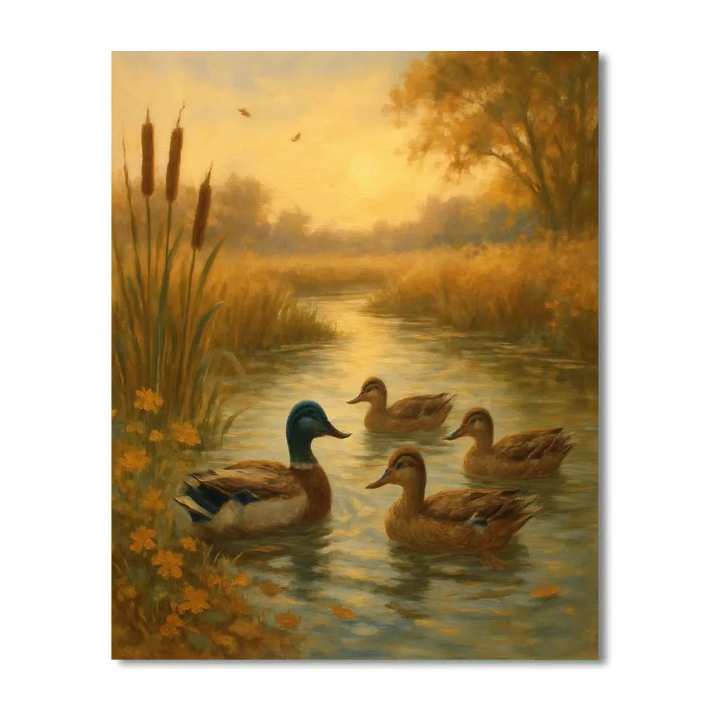 Ducks On Golden Pond Trail Paint by numbers art