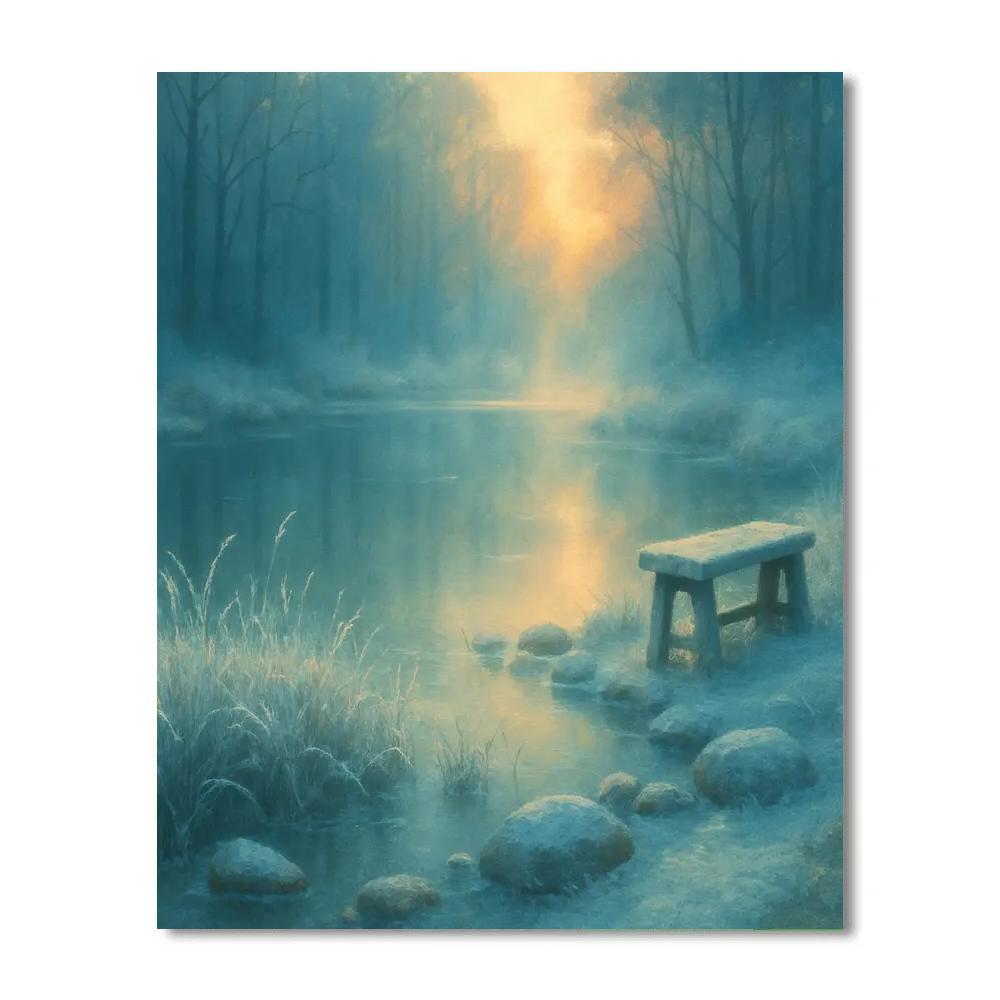 Frosted Morning Pond Paint by numbers art