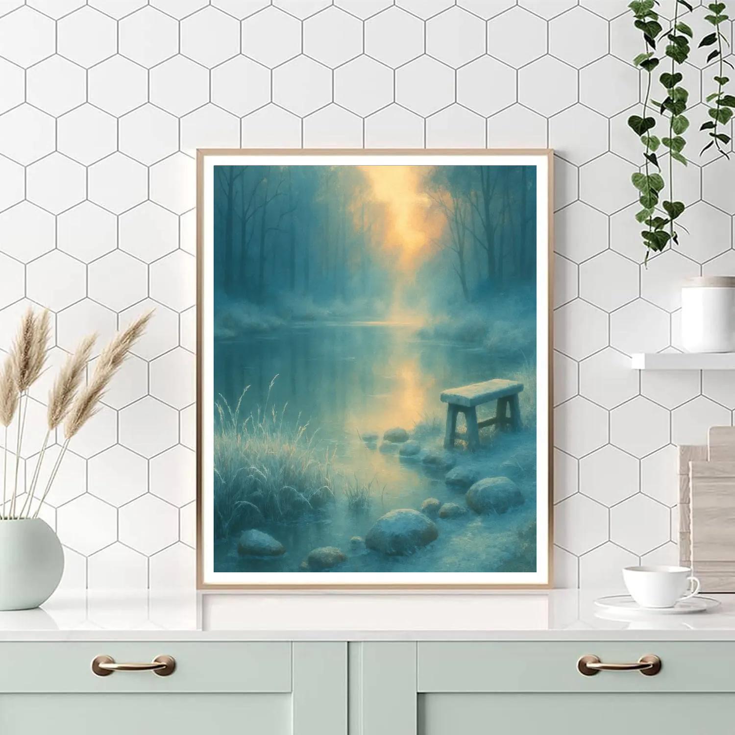 Frosted Morning Pond Paint by numbers art