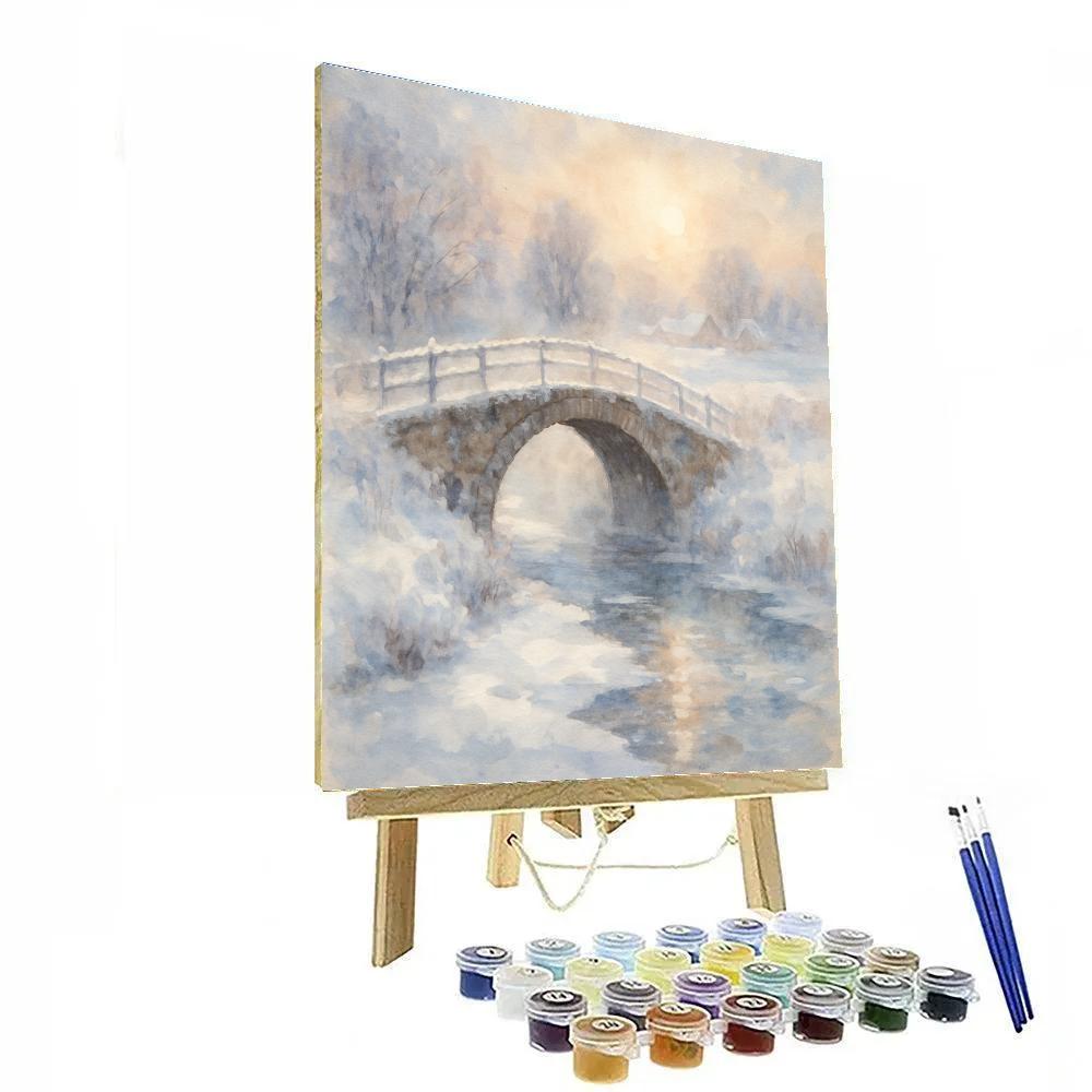 Bridge Over Icy Water In Morning Haze Paint by numbers kits