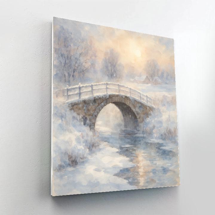Bridge Over Icy Water In Morning Haze Paint by numbers kits