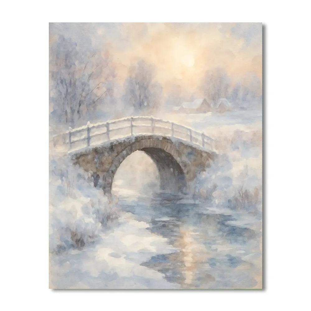 Bridge Over Icy Water In Morning Haze Paint by numbers kits
