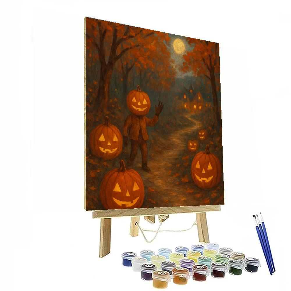 Carved Pumpkins On Winding Path Paint by numbers kits