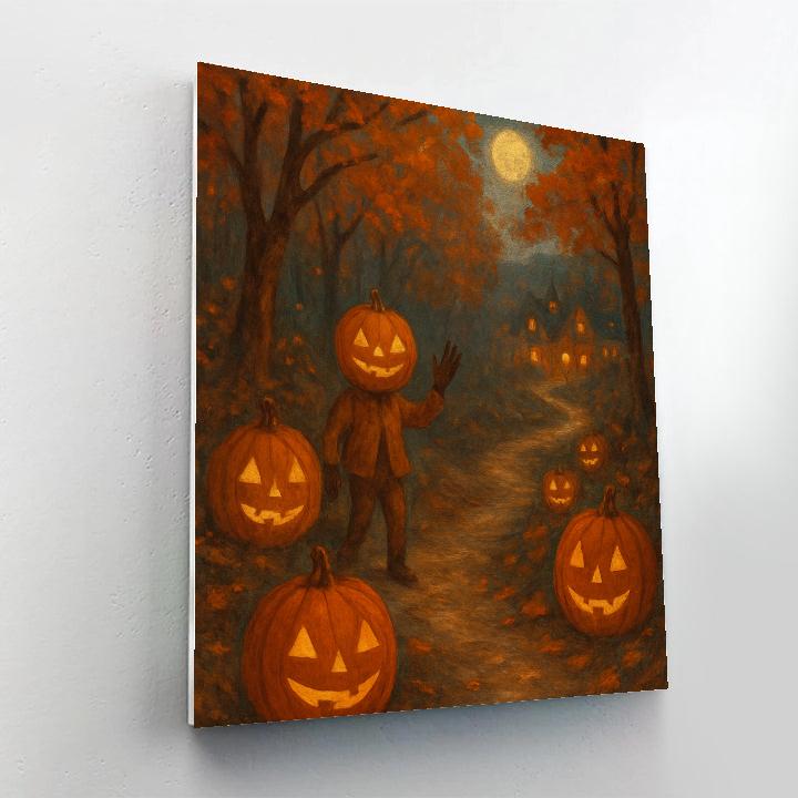 Carved Pumpkins On Winding Path Paint by numbers kits