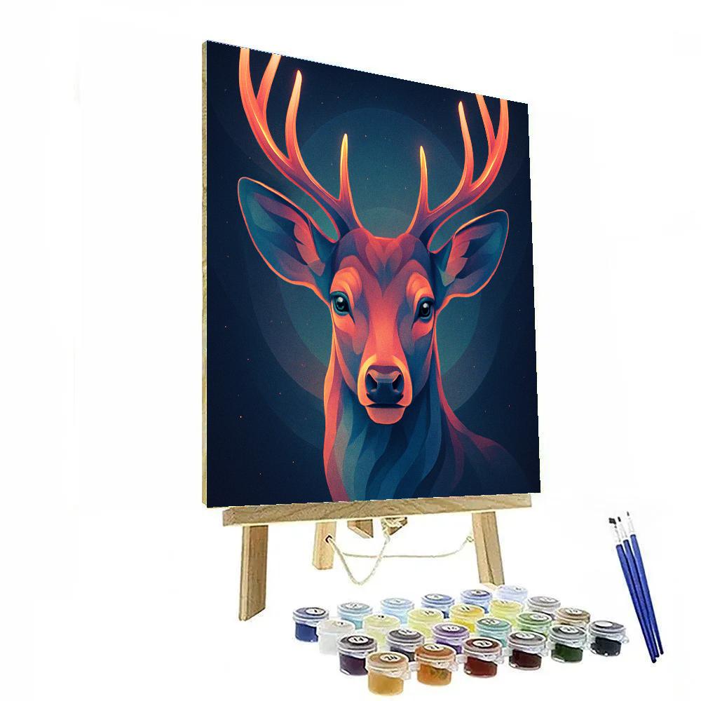 Cosmic Deer Reflection paint by numbers