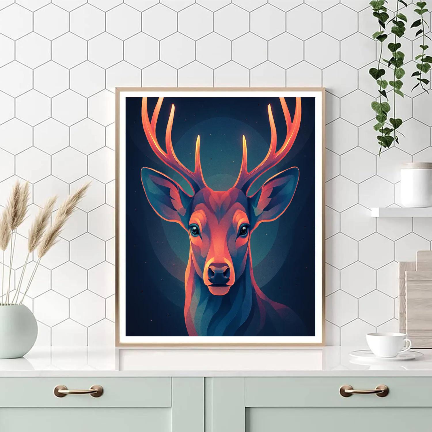 Cosmic Deer Reflection paint by numbers