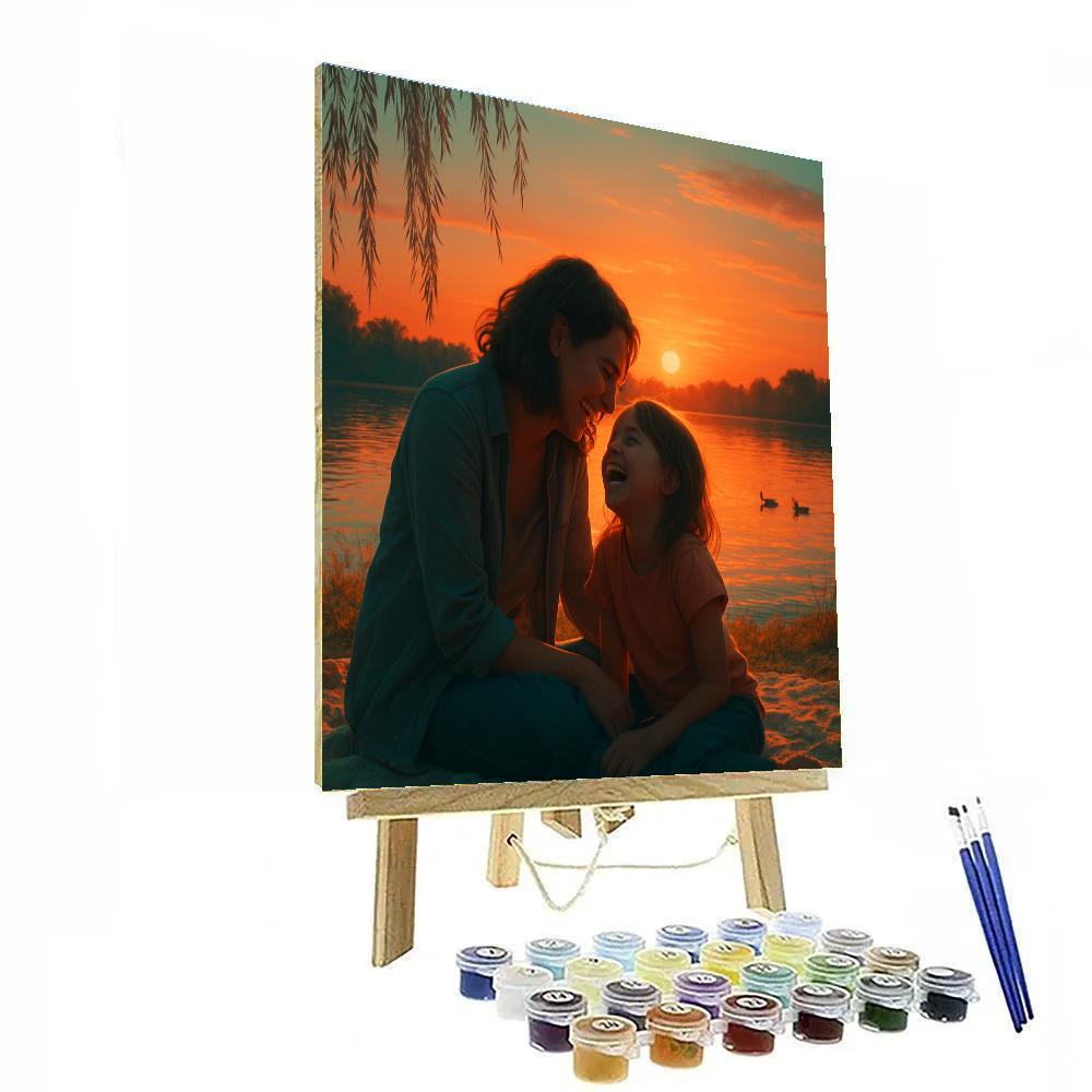 Picnic With Mom At Sunset Paint by numbers art