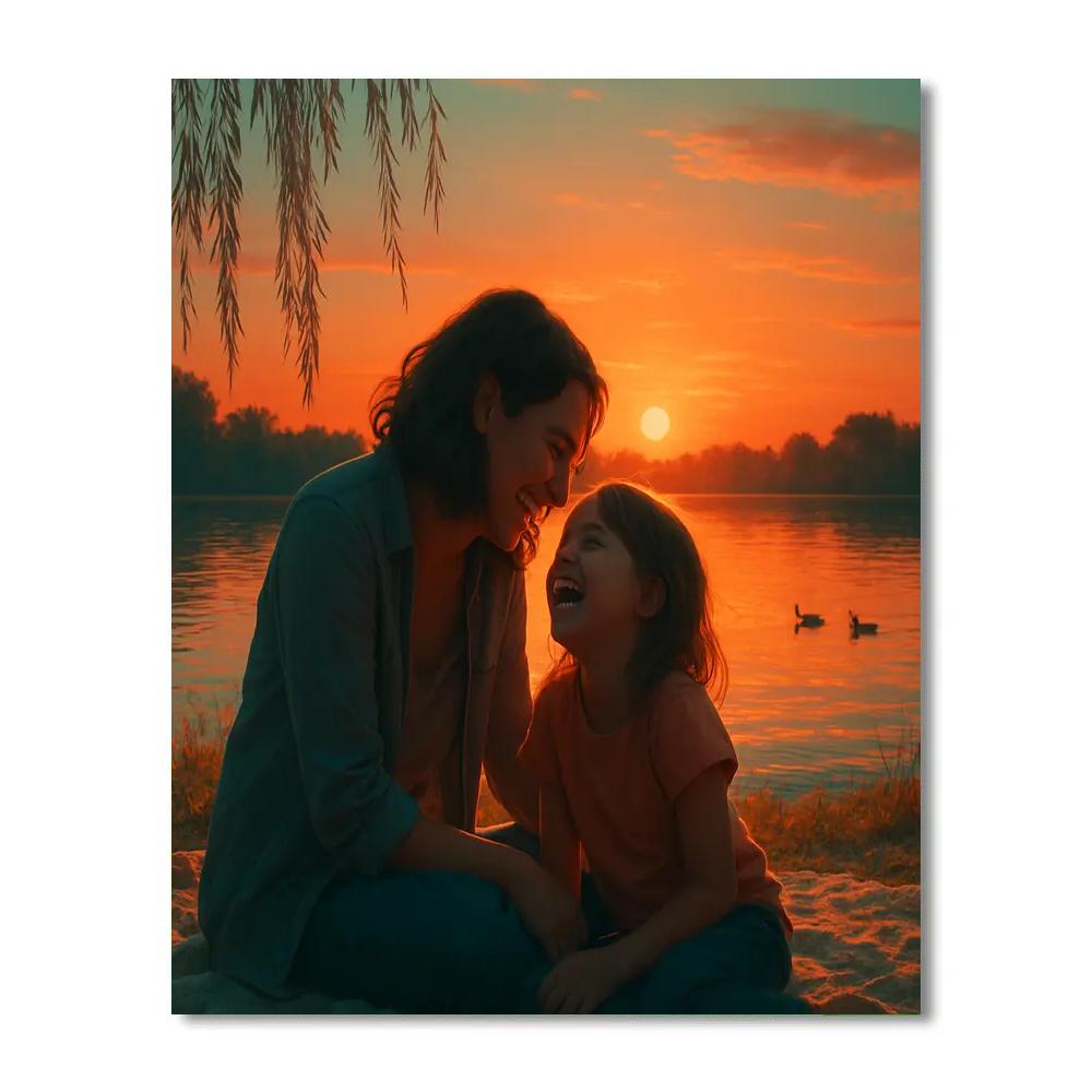 Picnic With Mom At Sunset Paint by numbers art