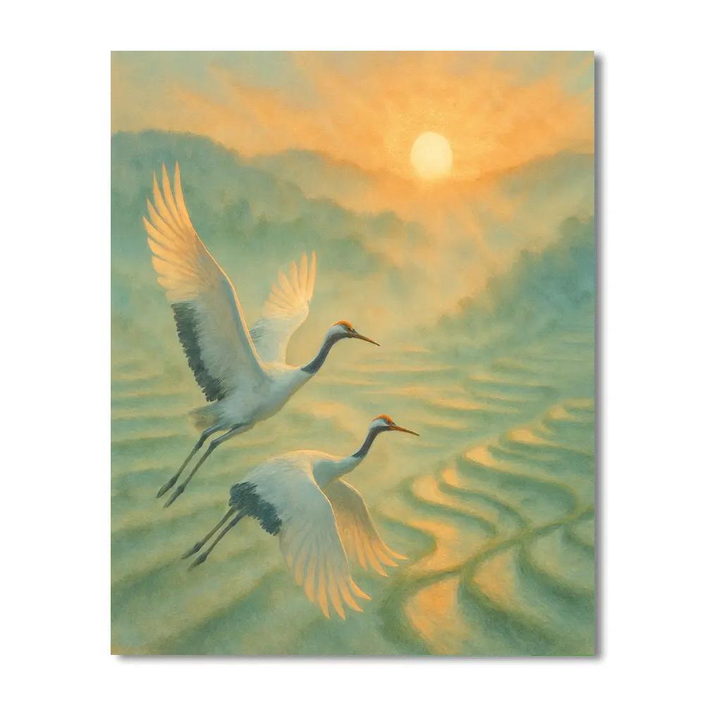 Crane Sunrise Whisper DIY paint by numbers