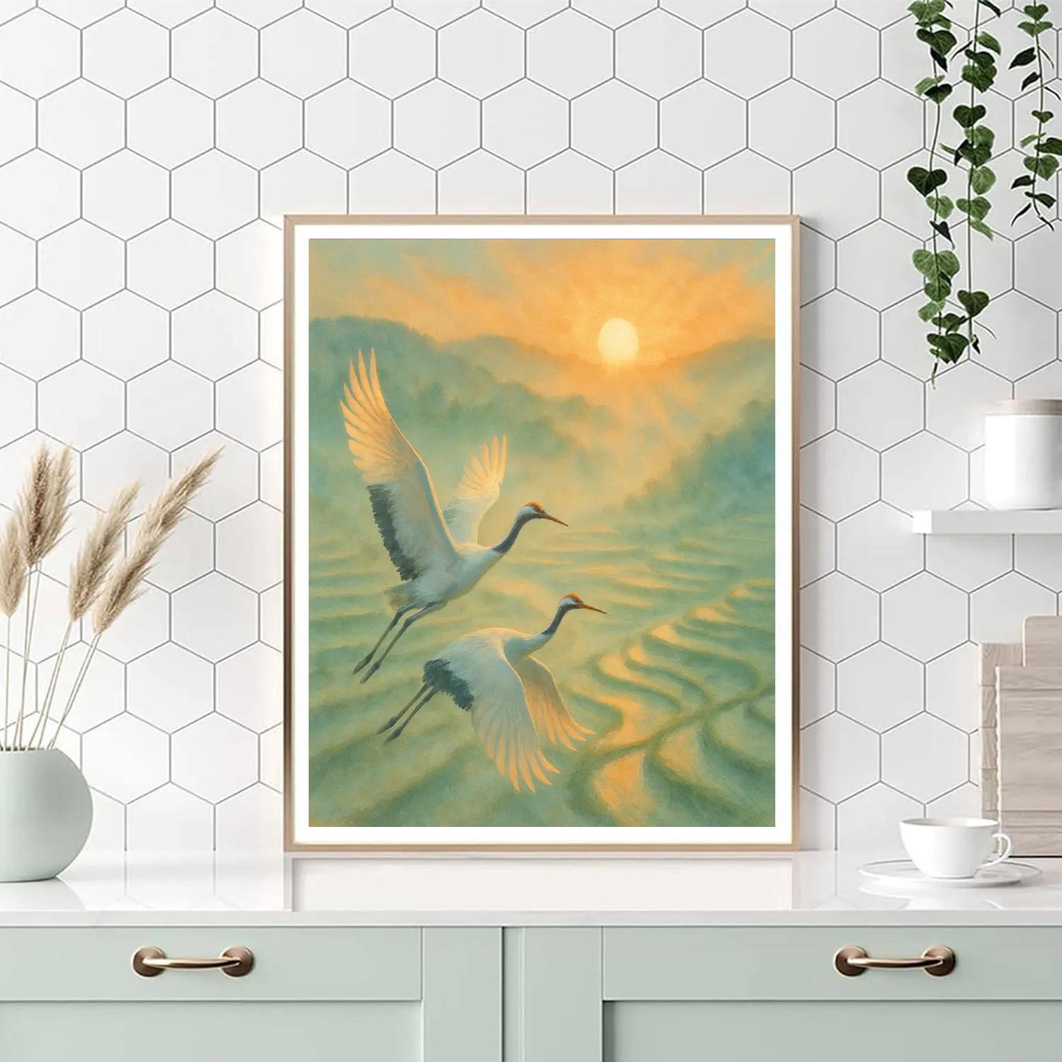 Crane Sunrise Whisper DIY paint by numbers