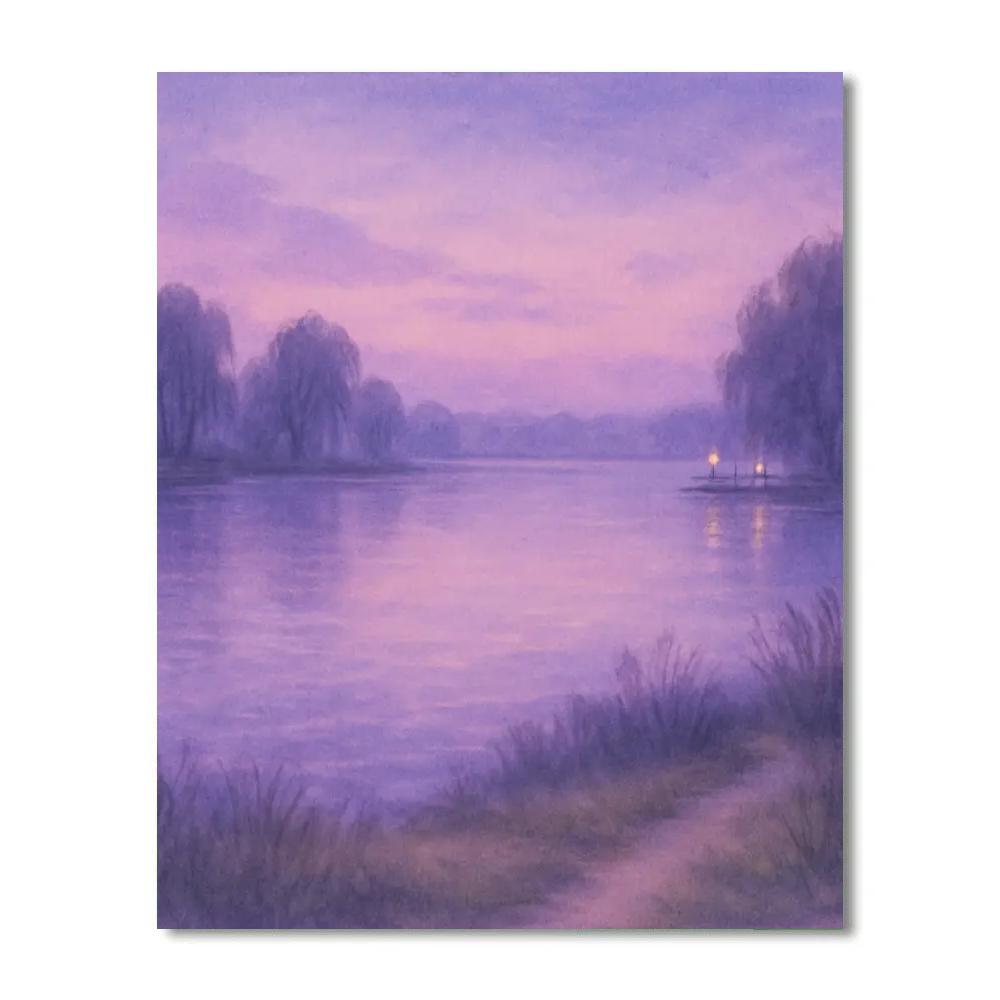 Lavender Dusk Lake View Number painting