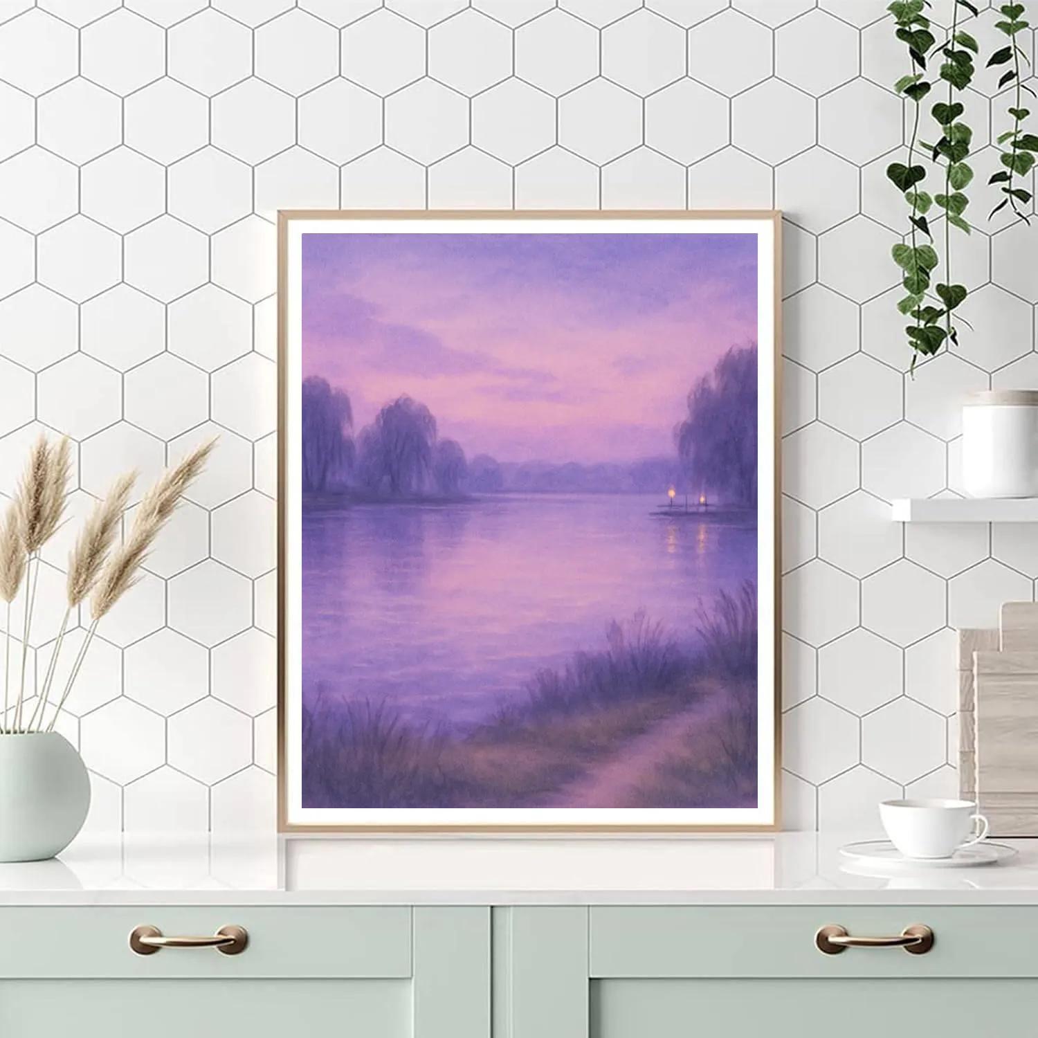 Lavender Dusk Lake View Number painting