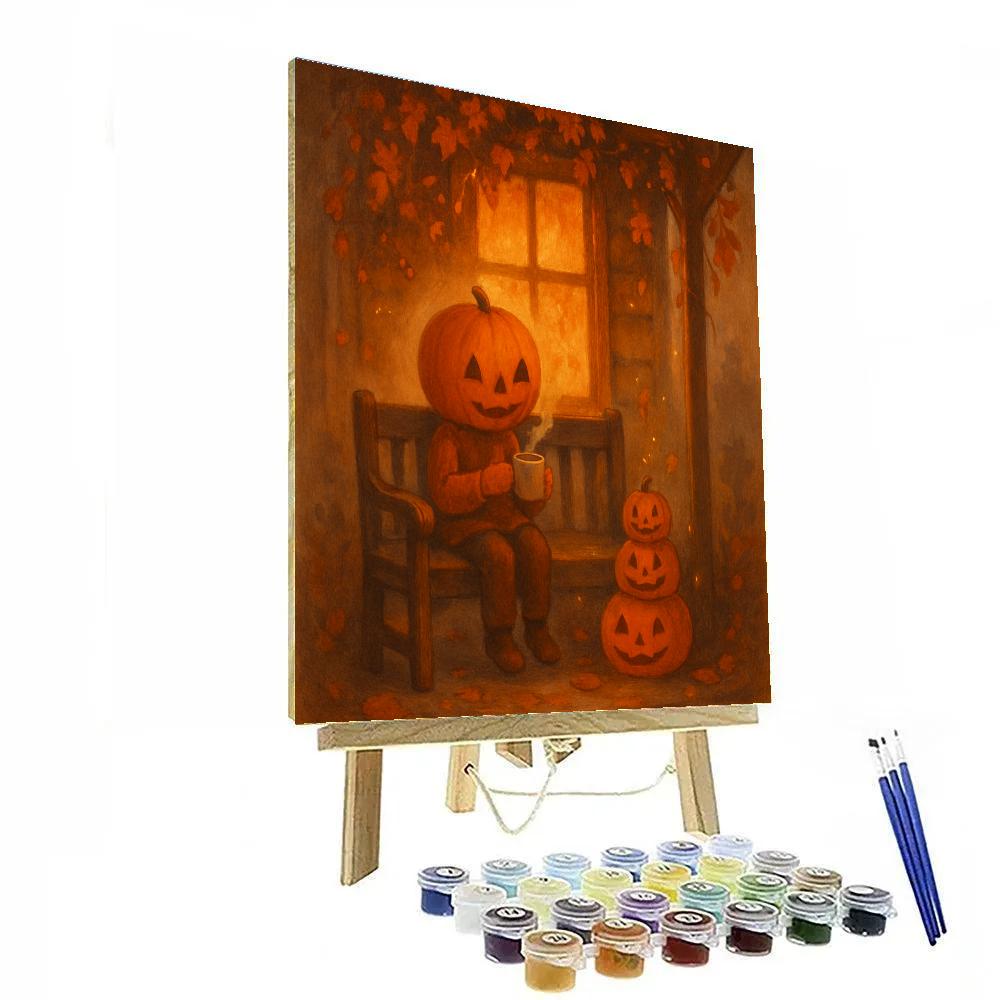 Cozy Autumn Porch With Tea And Pumpkins Paint by numbers art