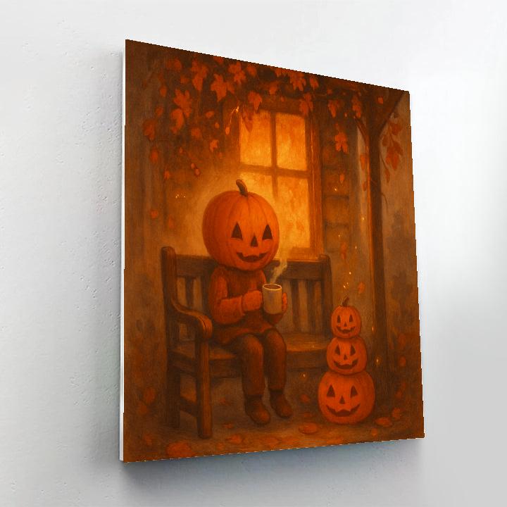 Cozy Autumn Porch With Tea And Pumpkins Paint by numbers art