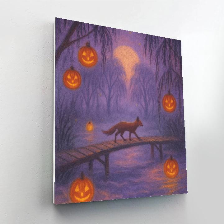 Lantern Bridge Over Midnight Marsh Numbered painting kits