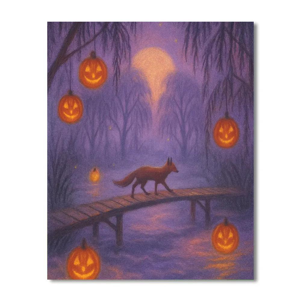 Lantern Bridge Over Midnight Marsh Numbered painting kits