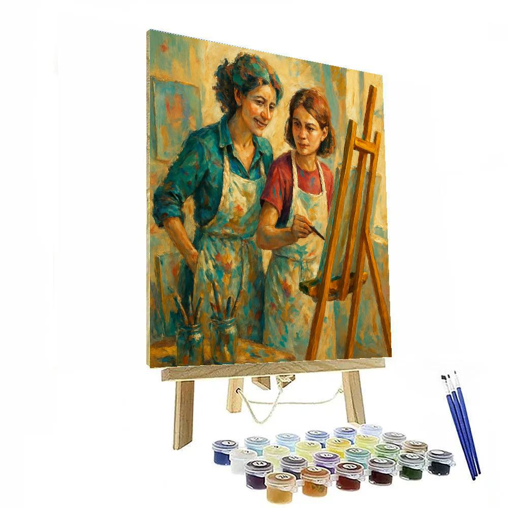 Mother And Teen Painting Together paint by numbers
