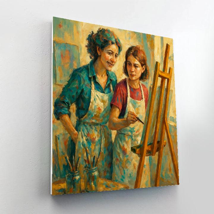 Mother And Teen Painting Together paint by numbers