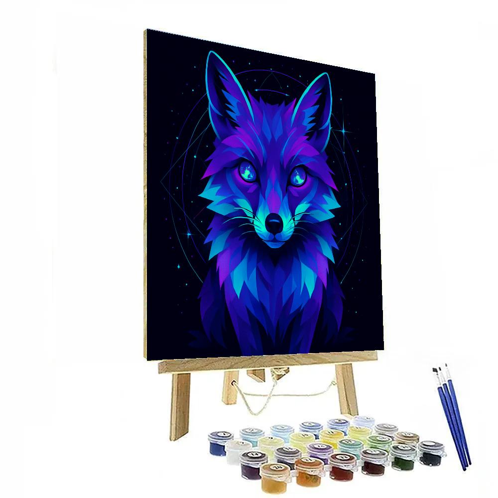 Midnight Fox With Cosmic Eyes paint by color