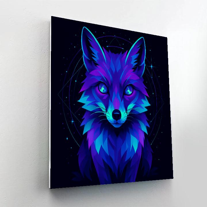 Midnight Fox With Cosmic Eyes paint by color
