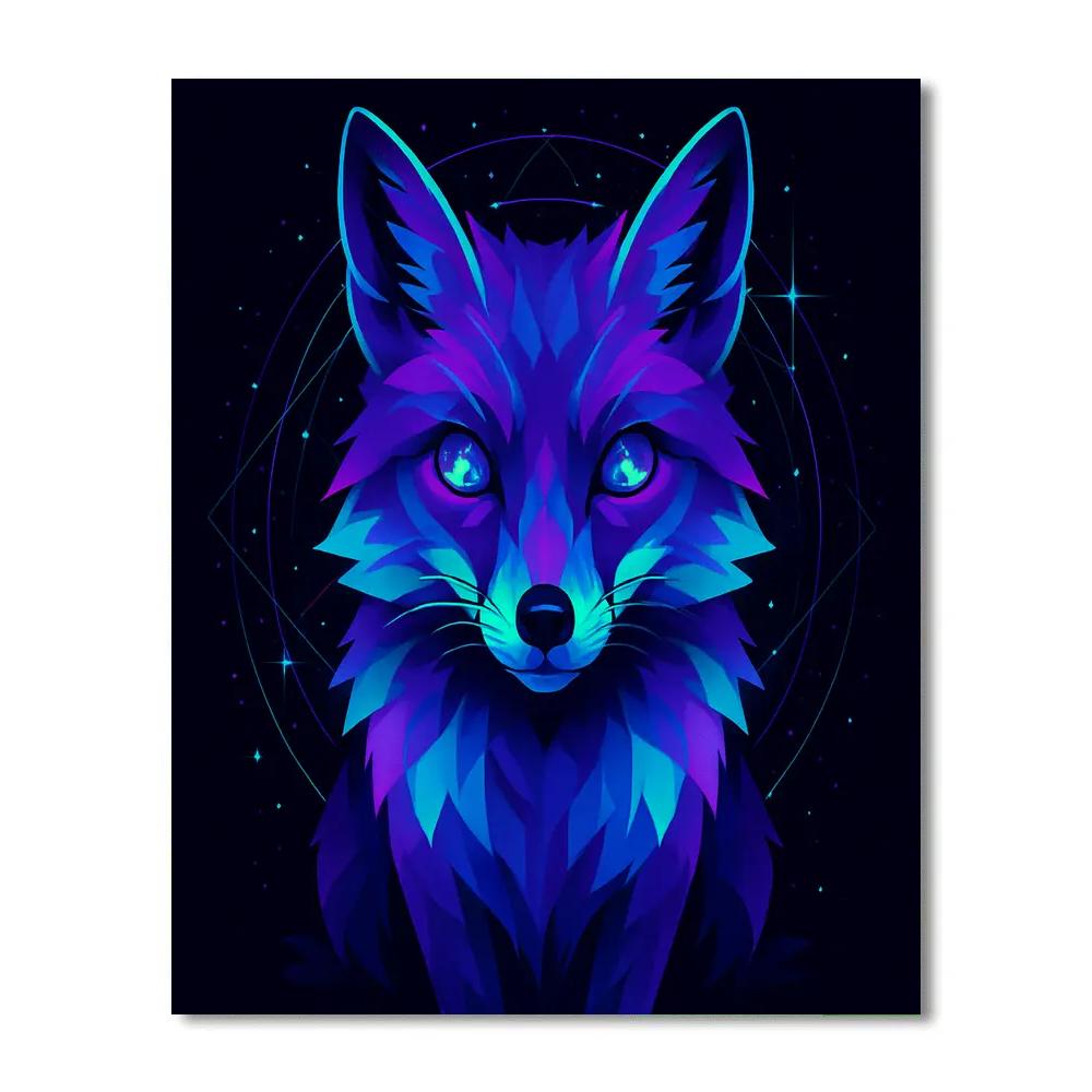 Midnight Fox With Cosmic Eyes paint by color
