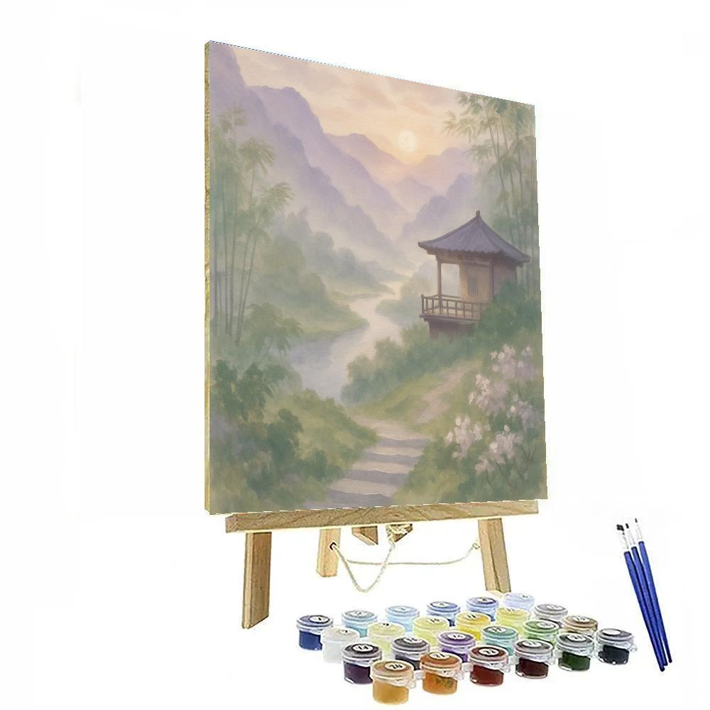 Misty Valley Tea House Vista paint by numbers