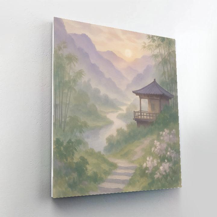Misty Valley Tea House Vista paint by numbers