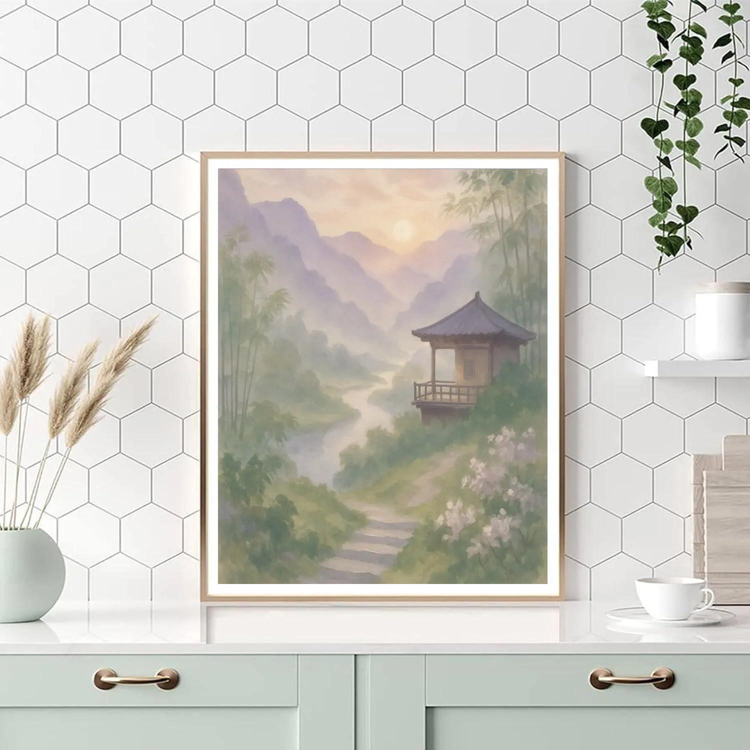 Misty Valley Tea House Vista paint by numbers