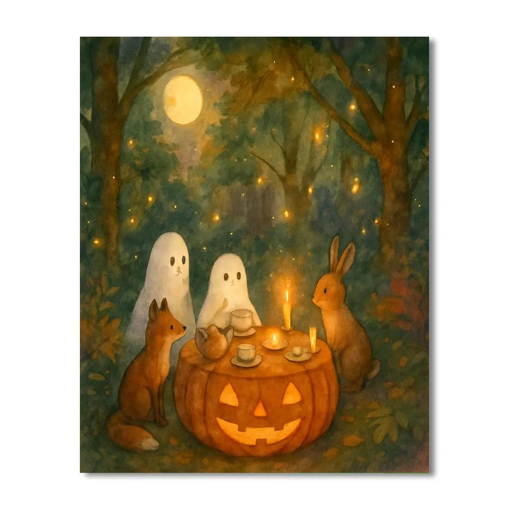 Enchanted Halloween Forest Tea Party Paint by numbers kits
