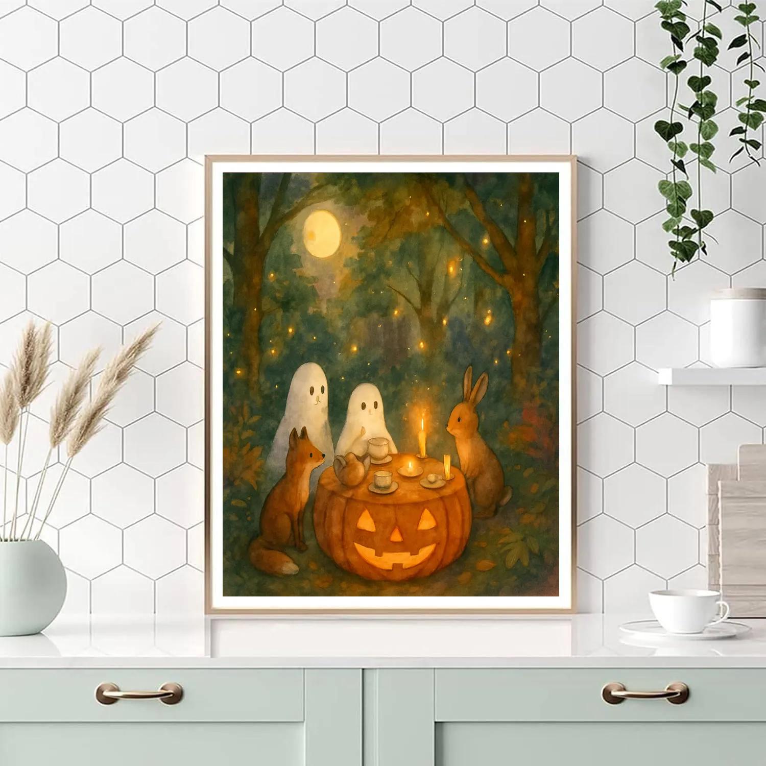 Enchanted Halloween Forest Tea Party Paint by numbers kits