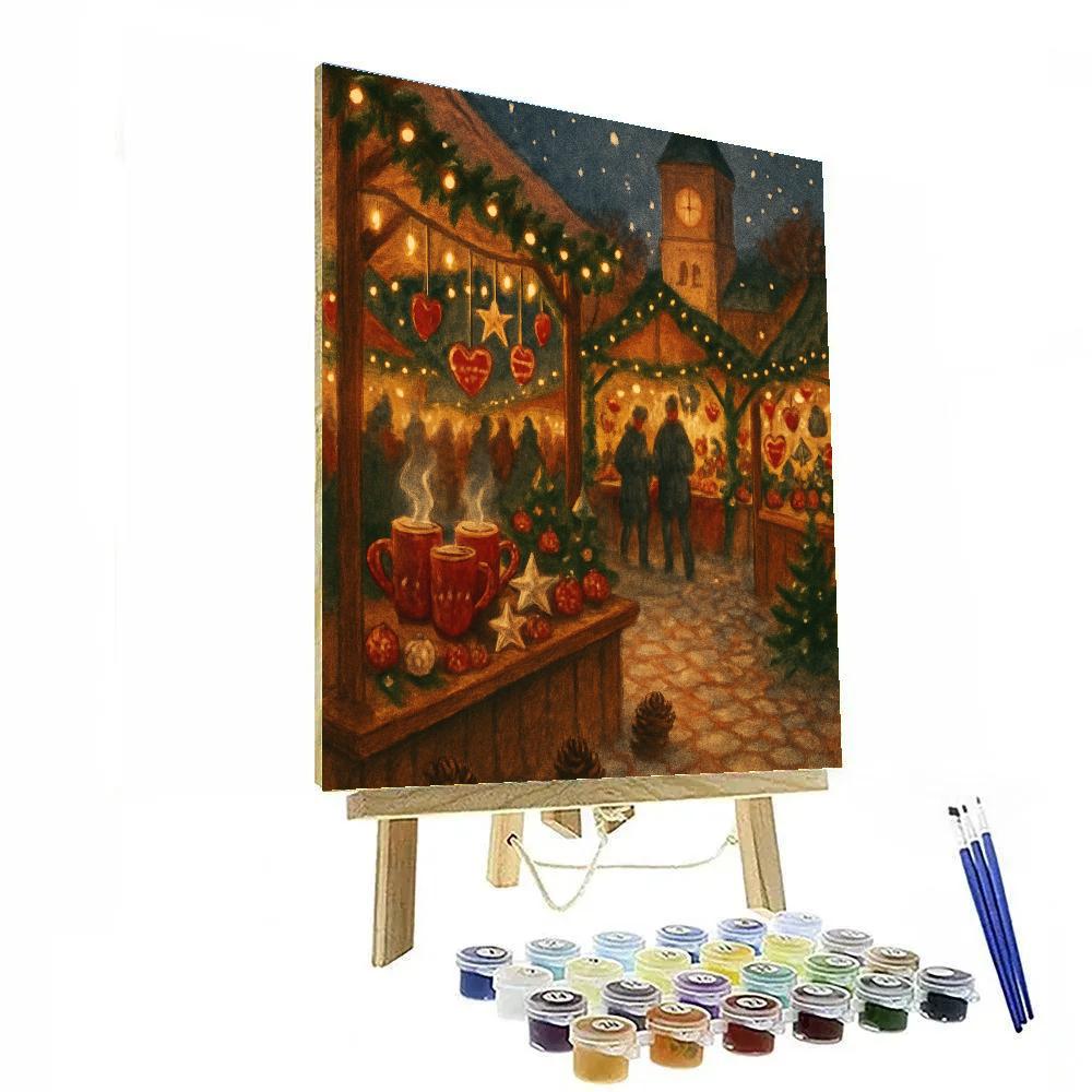 Festive Market With Twinkling Stalls Painting by numbers kit