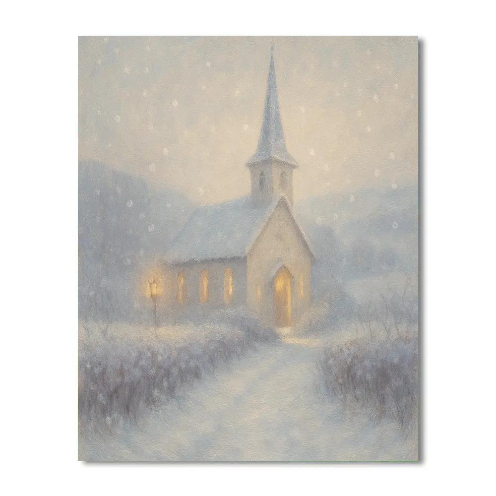 Quiet Church In Frosted Valley Painting by numbers kit