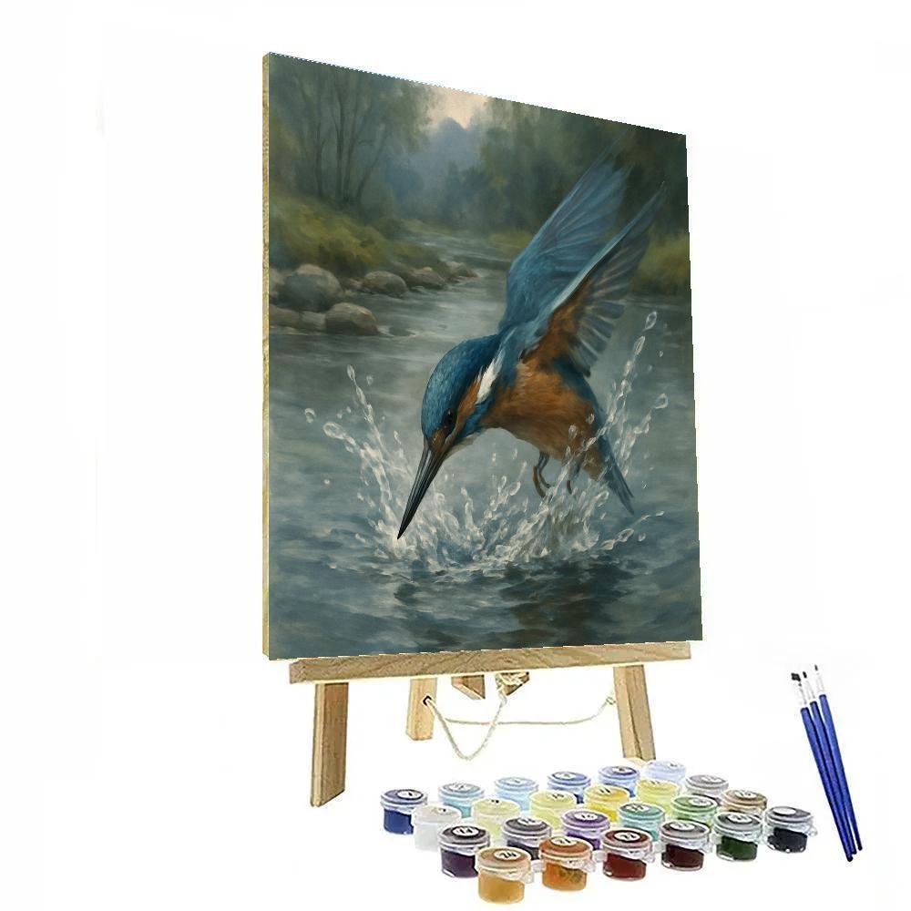 Kingfisher Mirror Dive paint by numbers