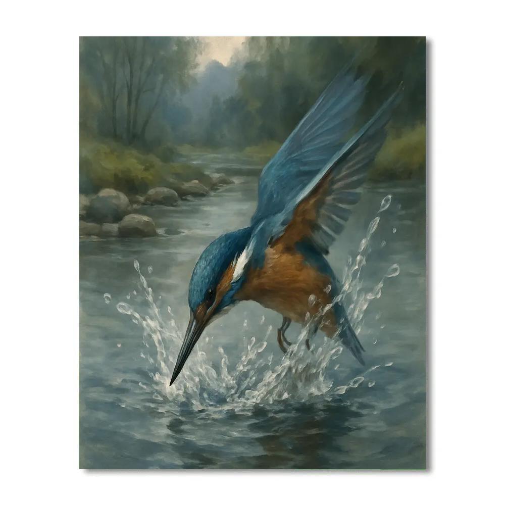 Kingfisher Mirror Dive paint by numbers