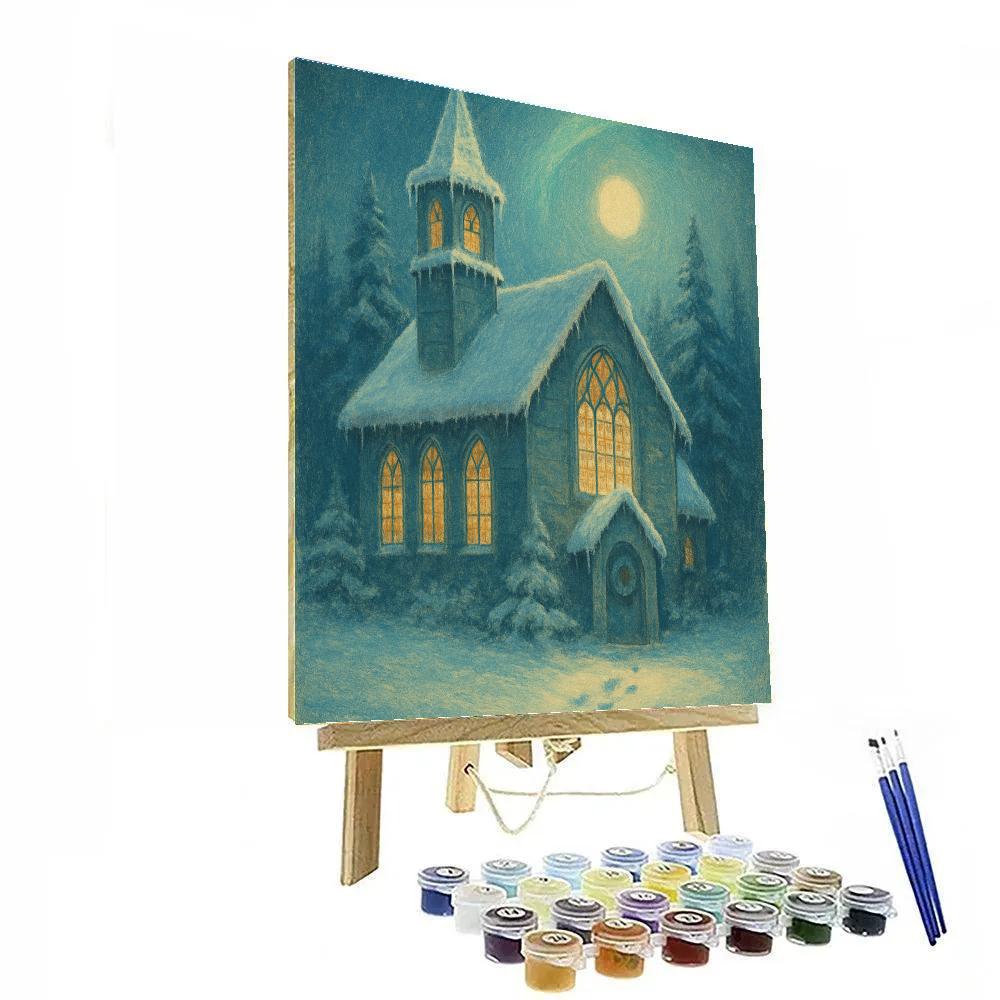 Church Bells In Snowy Silence paint by color
