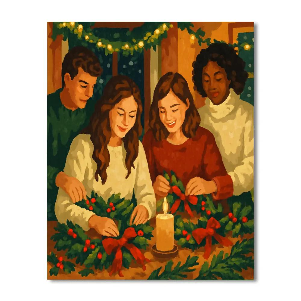 Winter Wreath Workshop Paint by numbers art