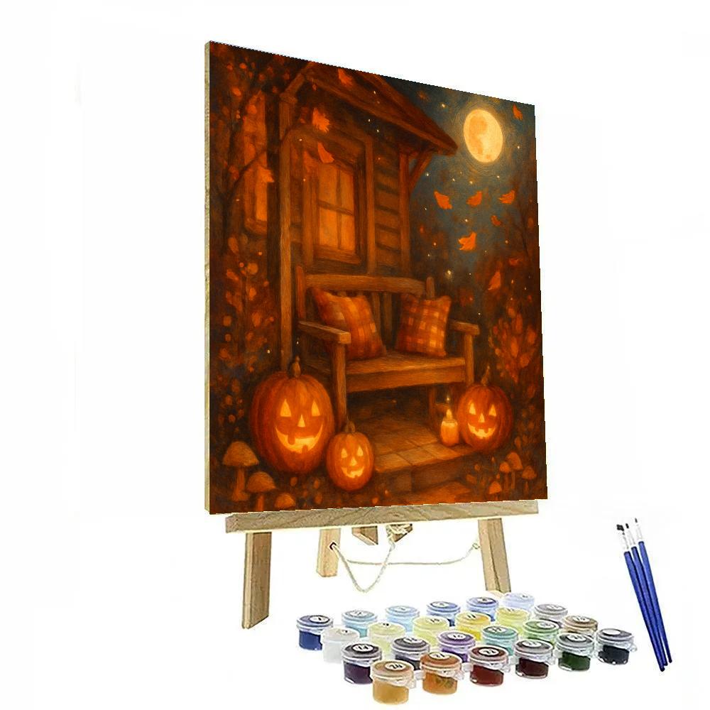Enchanted Autumn Moonlit Porch DIY paint by numbers