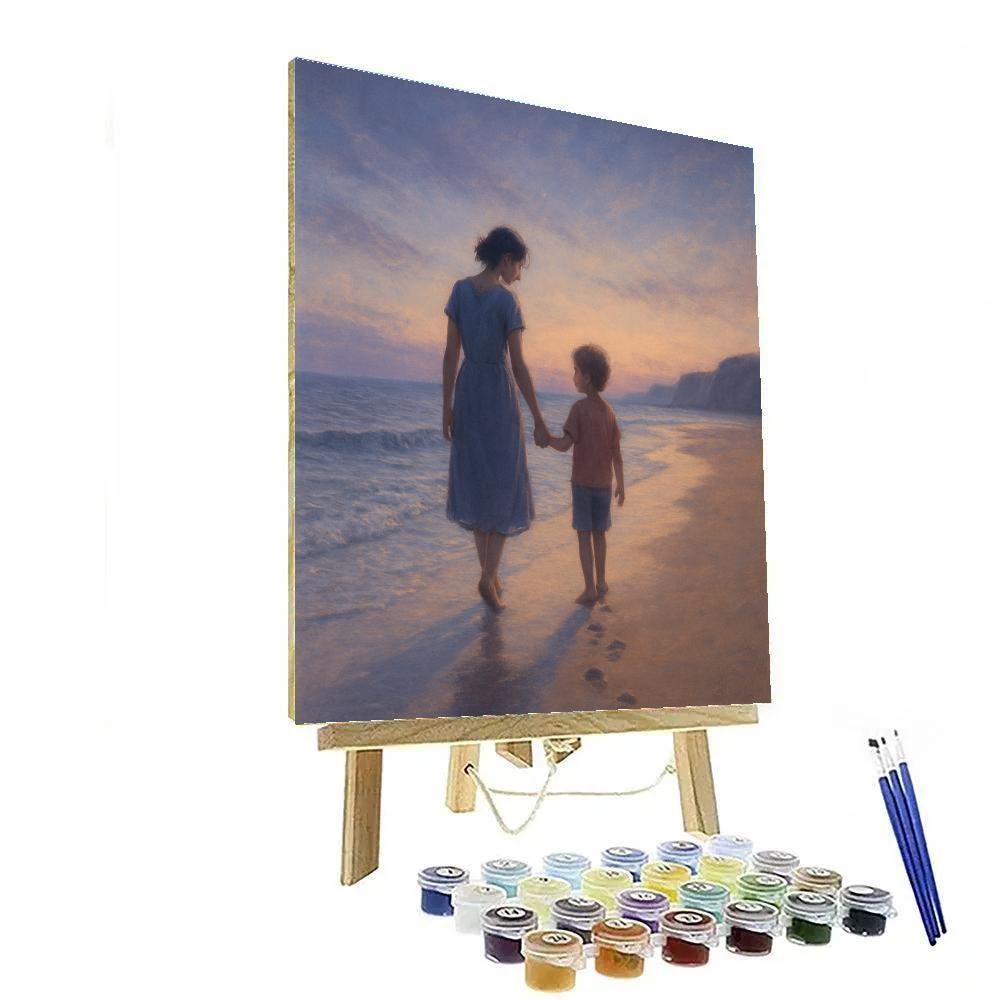 Seaside Sunset Stroll With Mother DIY paint by numbers