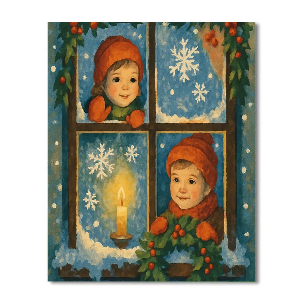 Frosty Window Wishes Painting by numbers kit