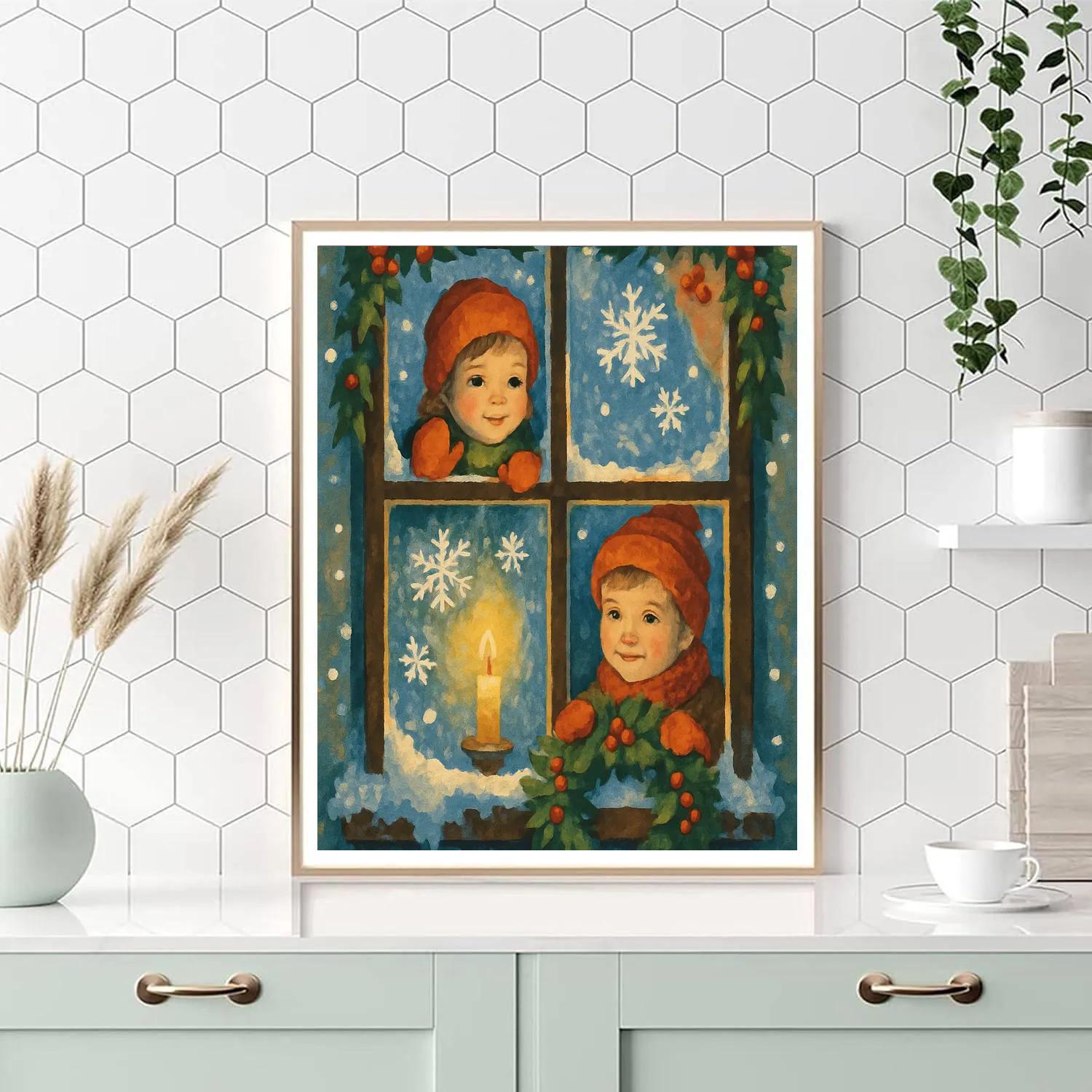 Frosty Window Wishes Painting by numbers kit