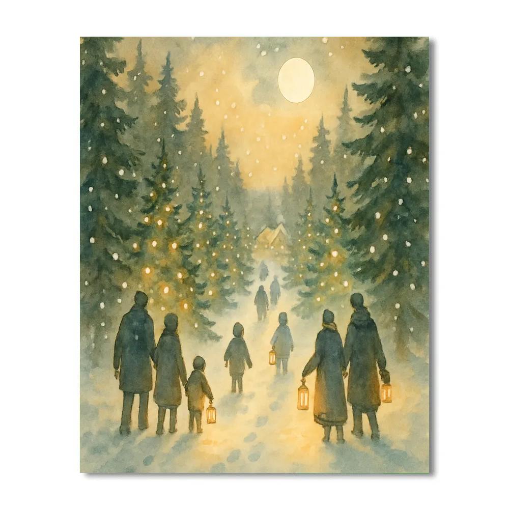 Lantern Walk Through Pine Alley Paint by numbers kits