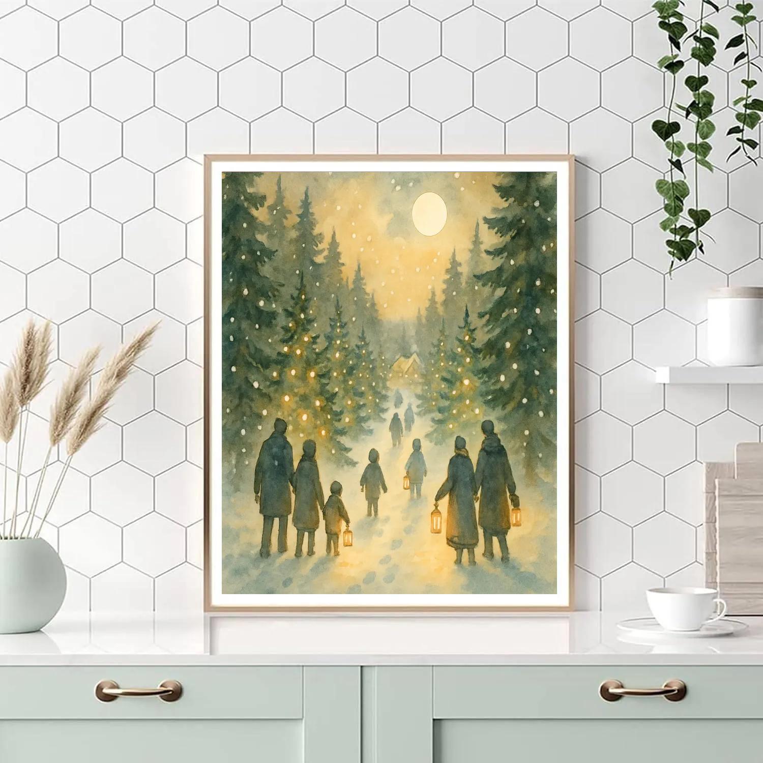 Lantern Walk Through Pine Alley Paint by numbers kits