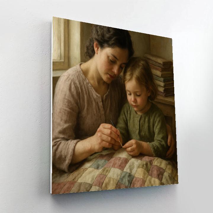 Mom And Child Sewing Memories Painting by numbers kit