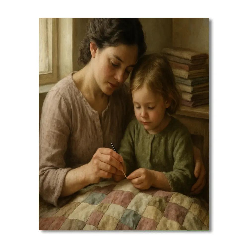 Mom And Child Sewing Memories Painting by numbers kit