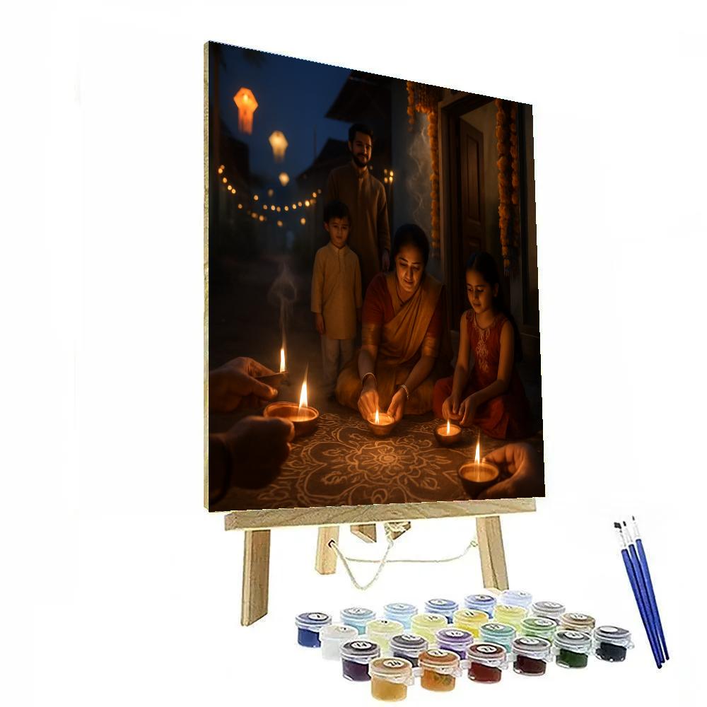 Traditional Diwali Festival Lantern Lighting Paint by numbers art