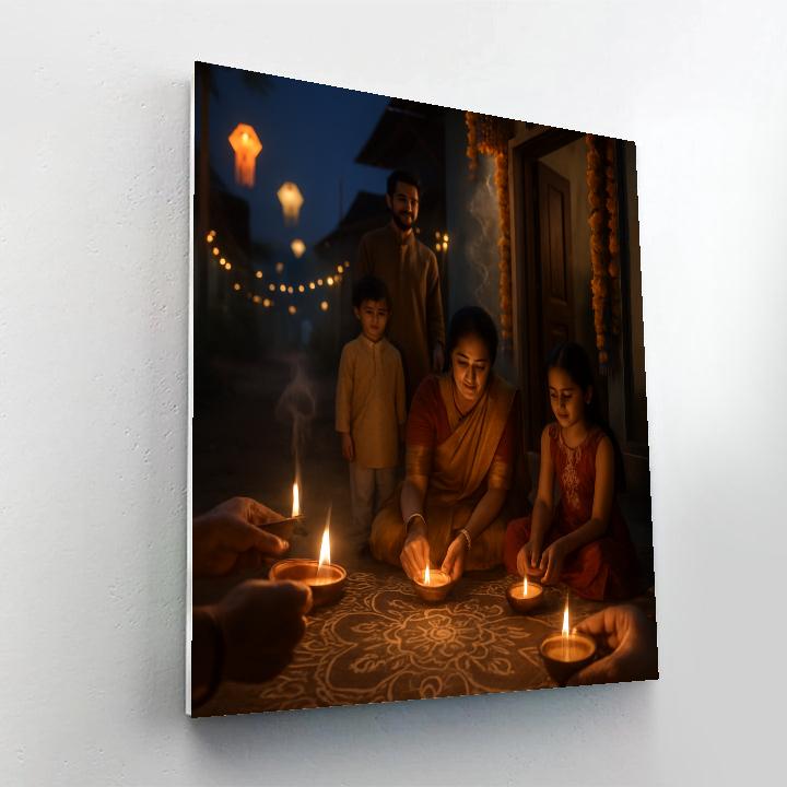 Traditional Diwali Festival Lantern Lighting Paint by numbers art