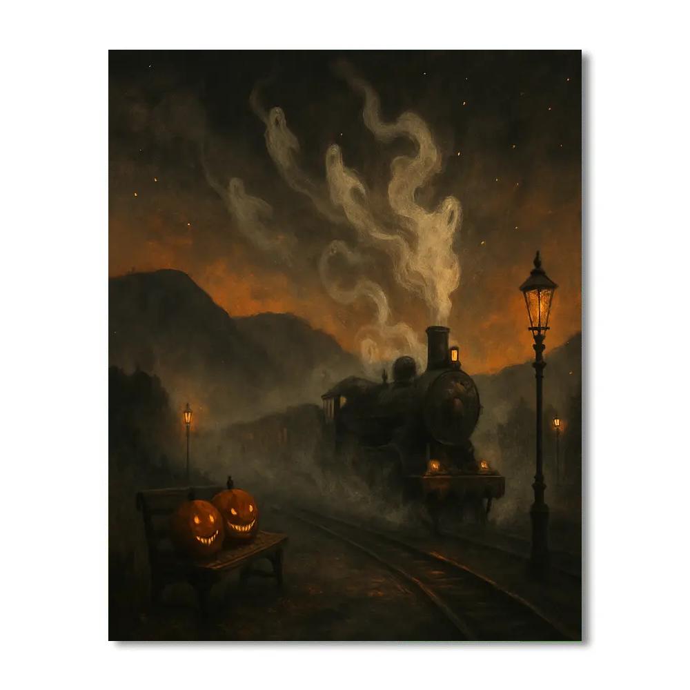 Spectral Train Along The Moor paint by number