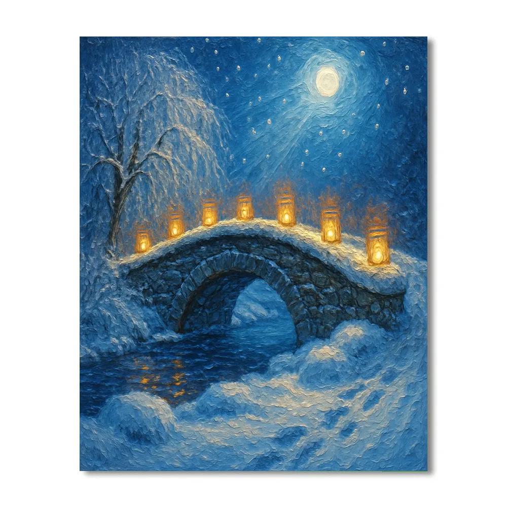 Silent Night Snowy Bridge Numbered painting kits