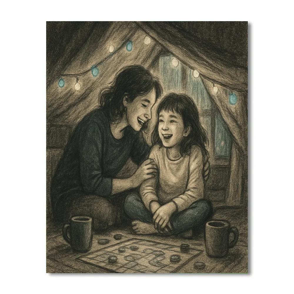 Rainy Day Fort With Mom Painting by numbers kit